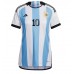 Argentinië Lionel Messi #10 Voetbalkleding Thuisshirt Dames WK 2022 Korte Mouwen